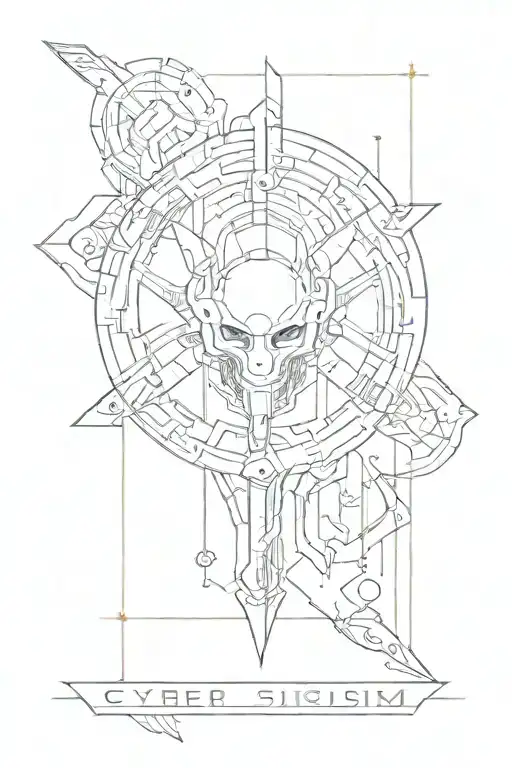 cyber sigilism tattoo design idea