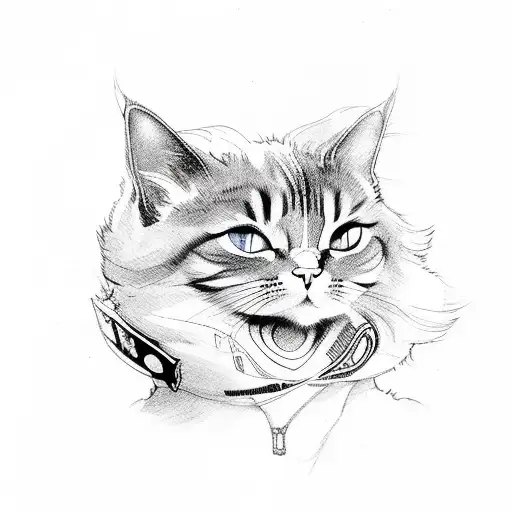 anime cat galaxy tattoo design idea