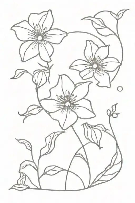 aster and morning glory flowers tattoo design idea