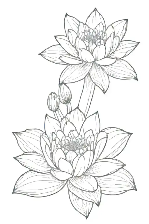 Waterlily, larkspur tattoo design idea