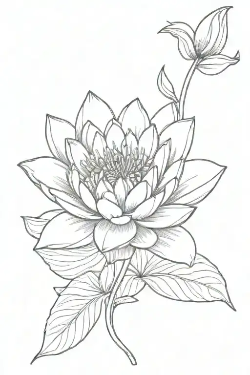 Waterlily, larkspur tattoo design idea