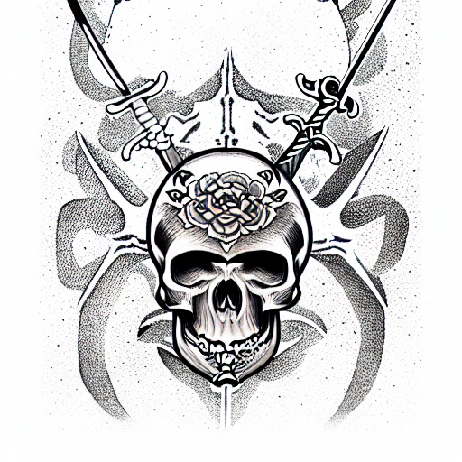 Sword with skull tattoo design idea
