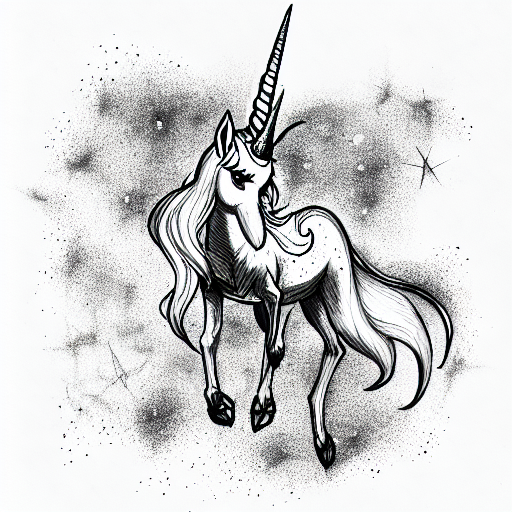 Moon unicorn tattoo design idea