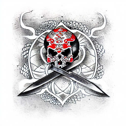 Sword with skull tattoo design idea