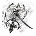 Sword with skull tattoo design idea