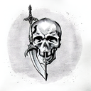 Sword with skull tattoo design idea