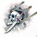 Sword with skull tattoo design idea