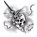 Sword with skull tattoo design idea