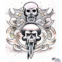 Sword with skull tattoo design idea