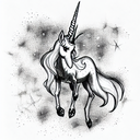 Moon unicorn tattoo design idea