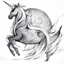 Moon unicorn tattoo design idea