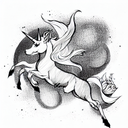Moon unicorn tattoo design idea