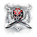 Sword with skull tattoo design idea