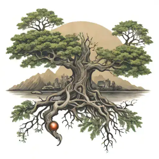 tree of life tattoo with aspects of the nursing profession intertwined in the roots  tattoo design idea