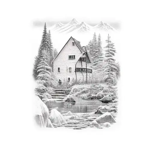 A detailed accounting ledger transformed into a scenic landscape tattoo design idea