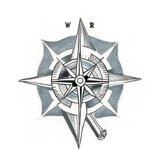 A traditional tattoo design featuring a compass, hiking boots, and a backpack tattoo design idea