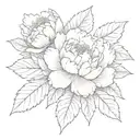 peony and oak tree leaf tattoo design idea