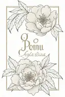 peony flower and one oak leaf on top, below that a small symbol and below that cursive text that says je sais que l'amou tattoo design idea