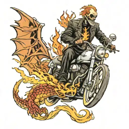 ghost rider and dragon tattoo design idea
