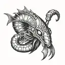 shrimp wearing a medieval helmet tattoo design idea