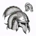 shrimp wearing a medieval helmet tattoo design idea