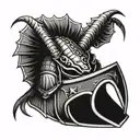 shrimp wearing a medieval helmet tattoo design idea