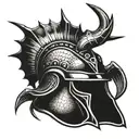 shrimp wearing a medieval helmet tattoo design idea