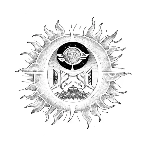 Sun and Moon tattoo design idea