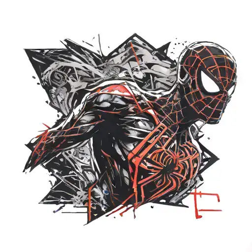 Headshot of spider man looking right side tattoo design idea