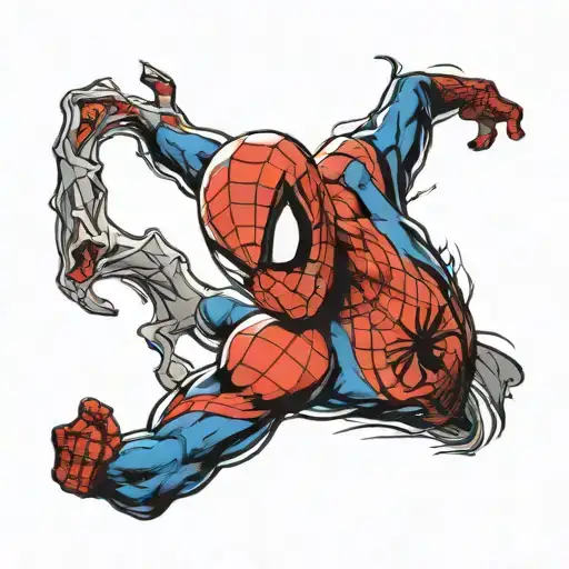 Headshot of spider man looking right side tattoo design idea