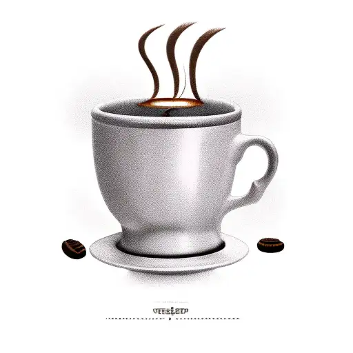 Italian coffee maker and a cup with a cookie in it tattoo design idea