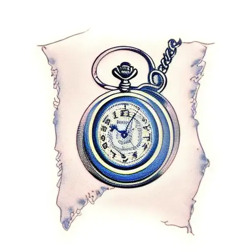 Traditional "Pocket Watch Son Rugby" Tattoo Idea BlackInk AI