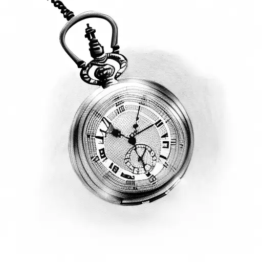 Black and Grey "Pocket Watch Son Rugby" Tattoo Idea BlackInk AI