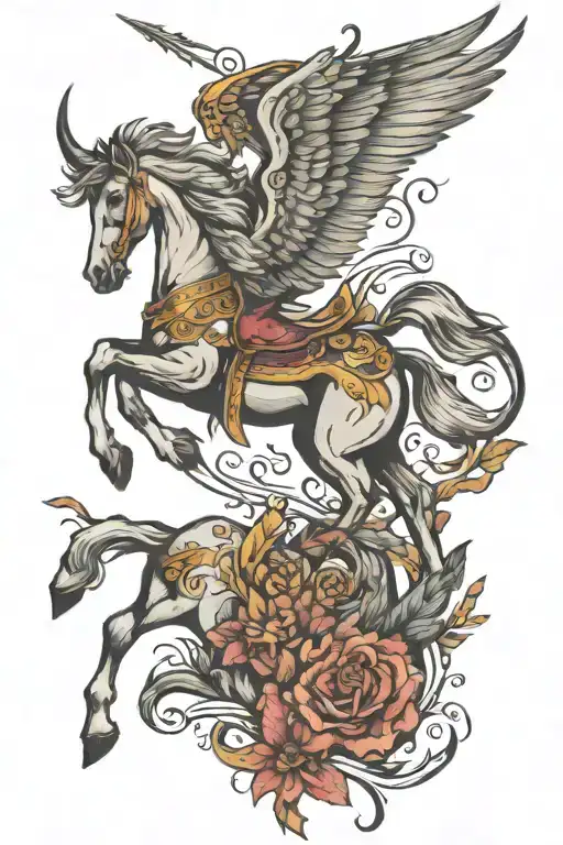 sagittarius horse with wings  tattoo design idea