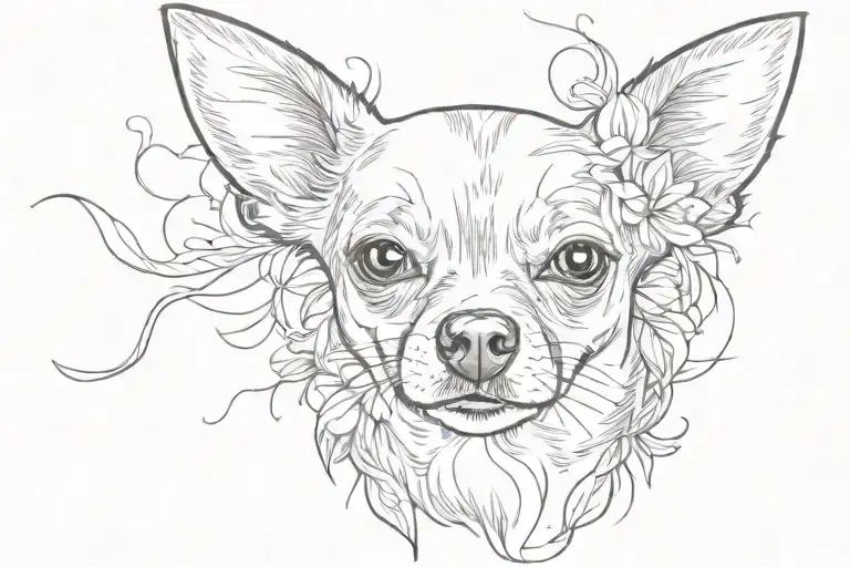 pinto Bean + Chihuahua face tattoo design idea