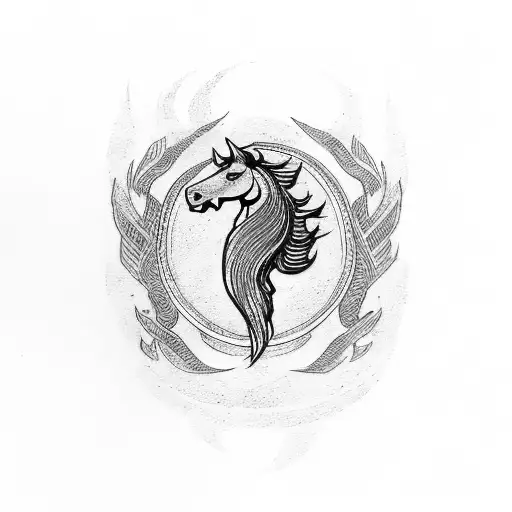 Mustang logo with dates tattoo design idea