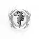 Mustang logo with dates tattoo design idea