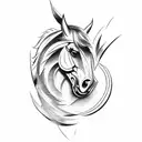 Mustang logo with dates tattoo design idea