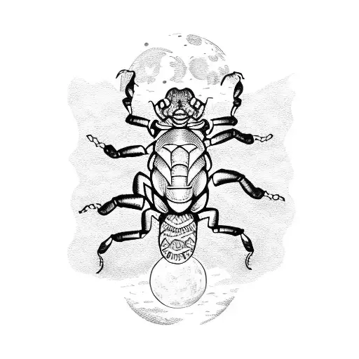 A dotwork tattoo of a scorpion surrounded by Midwest cornfields and a full moon tattoo design idea
