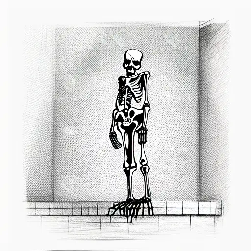 skeleton body red  tattoo design idea