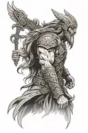 norse mythology ymir is killed by odin, ve and vili tattoo design idea