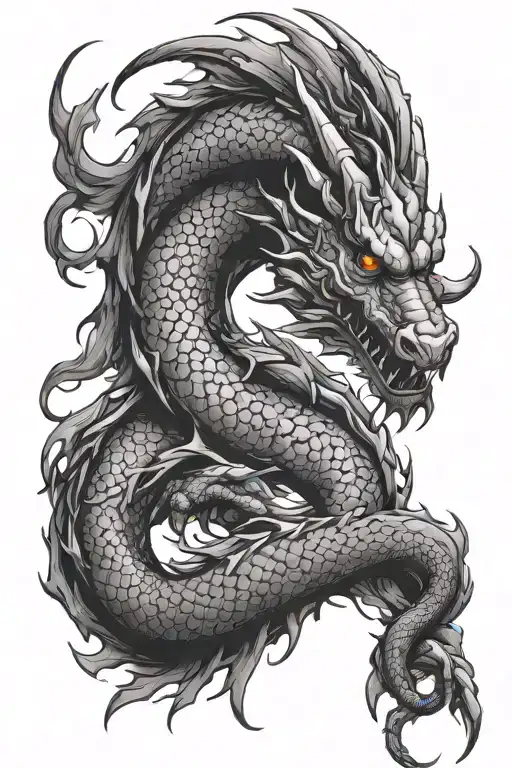 Dragon curled tattoo design idea