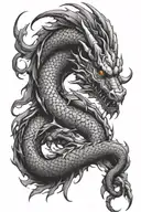 Dragon curled tattoo design idea