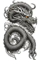 Dragon curled tattoo design idea