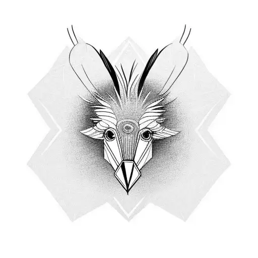 geometric tattoo with a secretary bird and the name 'Lieke' tattoo design idea