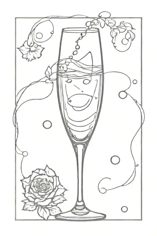 glass of champagne  tattoo design idea