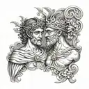 greek tragedy of Orpheus and eurydices  tattoo design idea