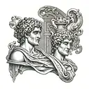 greek tragedy of Orpheus and eurydices  tattoo design idea