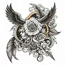 Can you create me a sleeve tattoo representing a Christian father of a son and daughter, and a lost grandmother. tattoo design idea