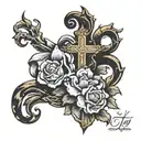 Can you create me a sleeve tattoo representing a Christian father of a son and daughter, and a lost grandmother. tattoo design idea